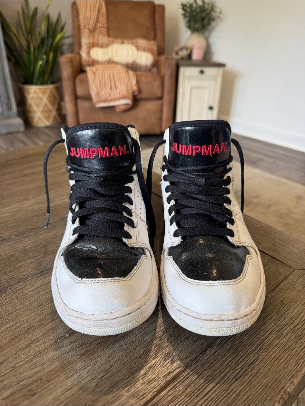 Jordan High-Top Sneakers - White, Black & Red